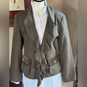 CAbi Brown Ruffle Blazer